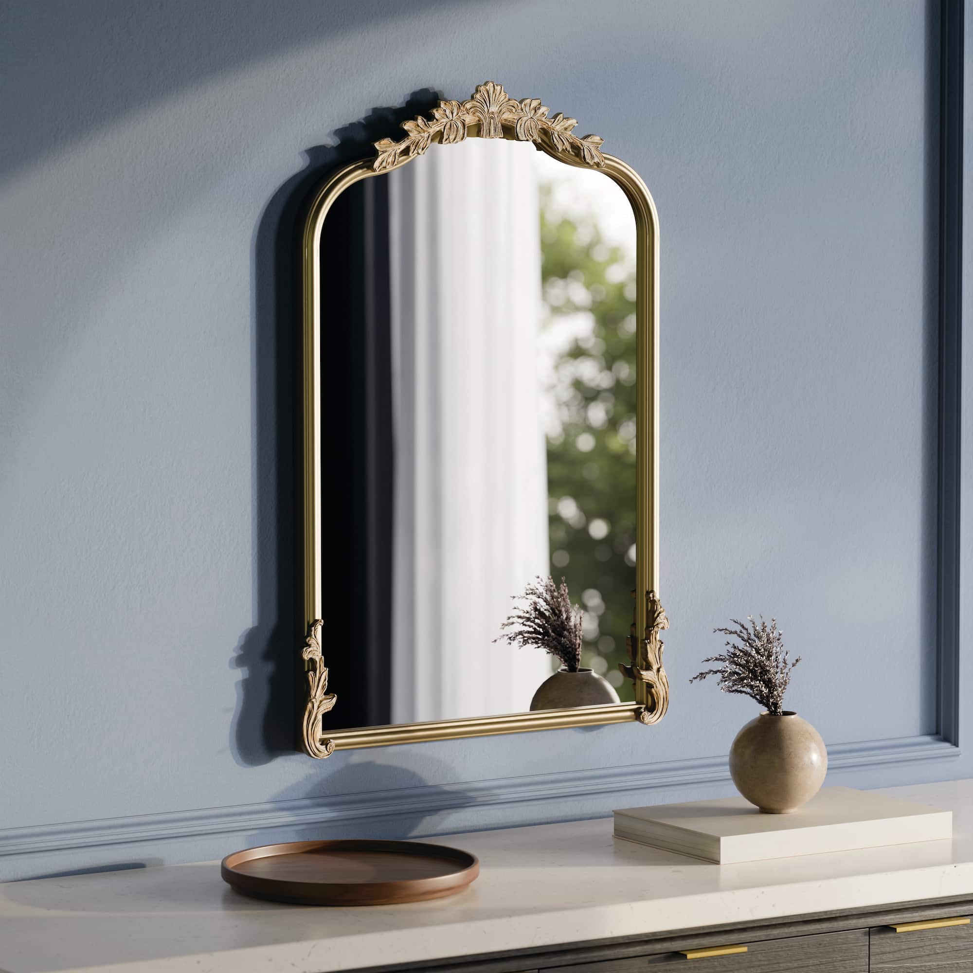 18" x 27" Ornate Arch Wall Mirror in Gold Metal Frame by Ashland®